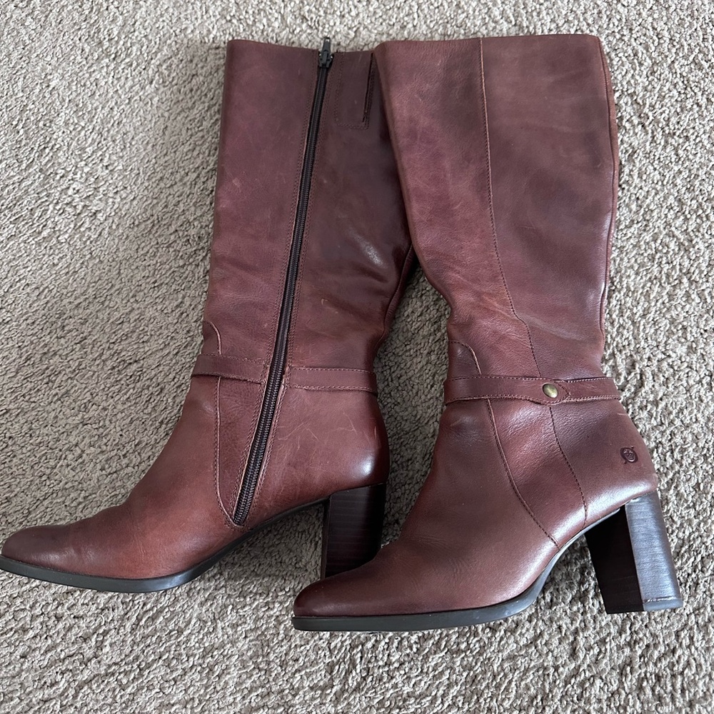 Børn Brown Leather Ellendale Knee High Boot in Size 8 - Picture 3 of 9